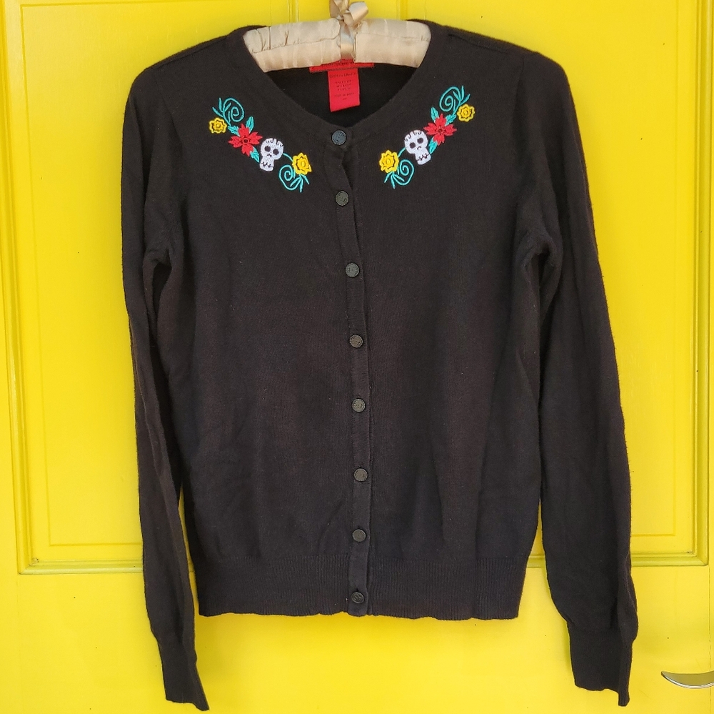 Book Of Life Hot Topic Skull Embroidered Cardigan Gothcore Sz Small